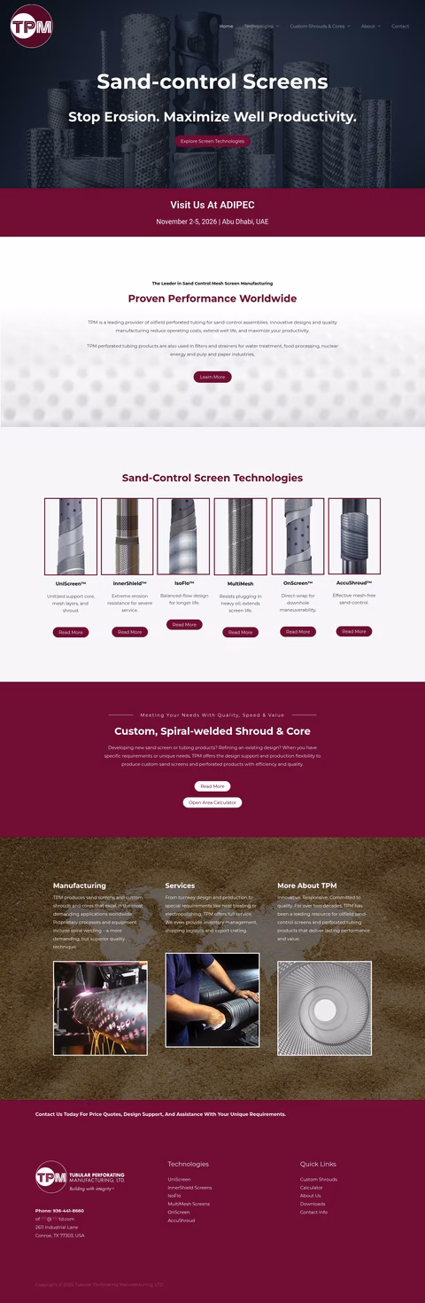 Tubular-Perforating-Manufacturing Homepage 1440px