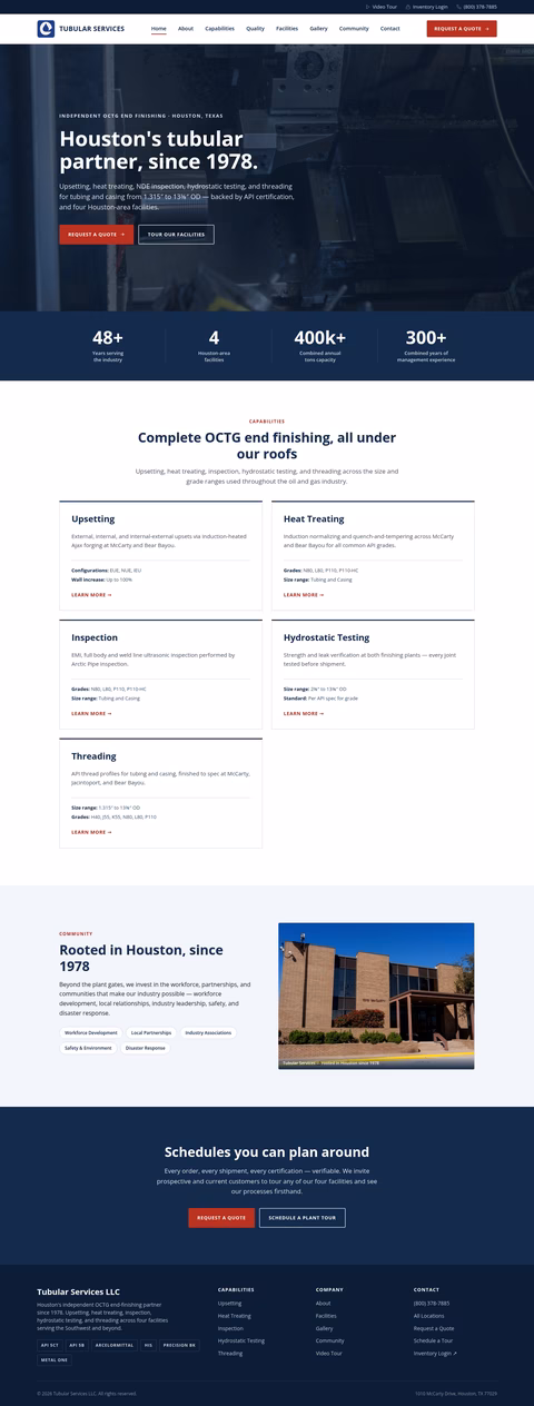 Tubular-Services Homepage 1440px
