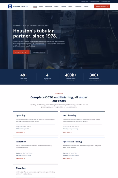 Tubular-Services Homepage 1440px