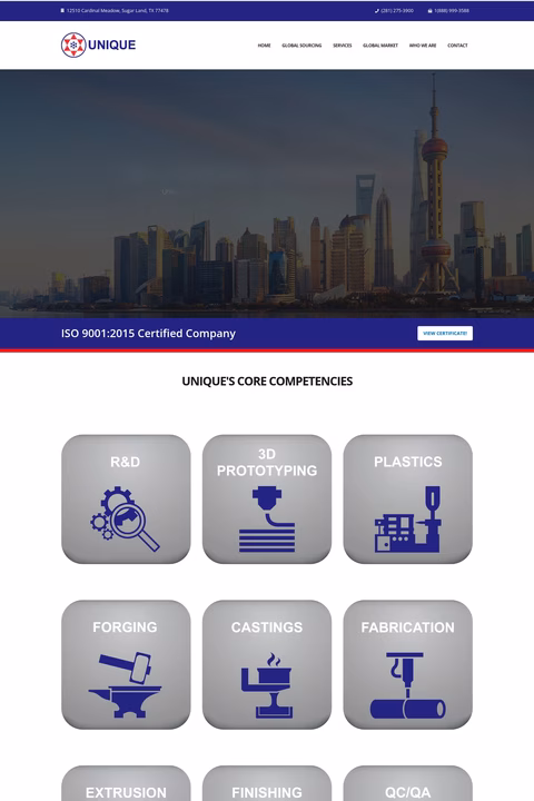 Unique-Industrial-Product-Company Homepage 1440px