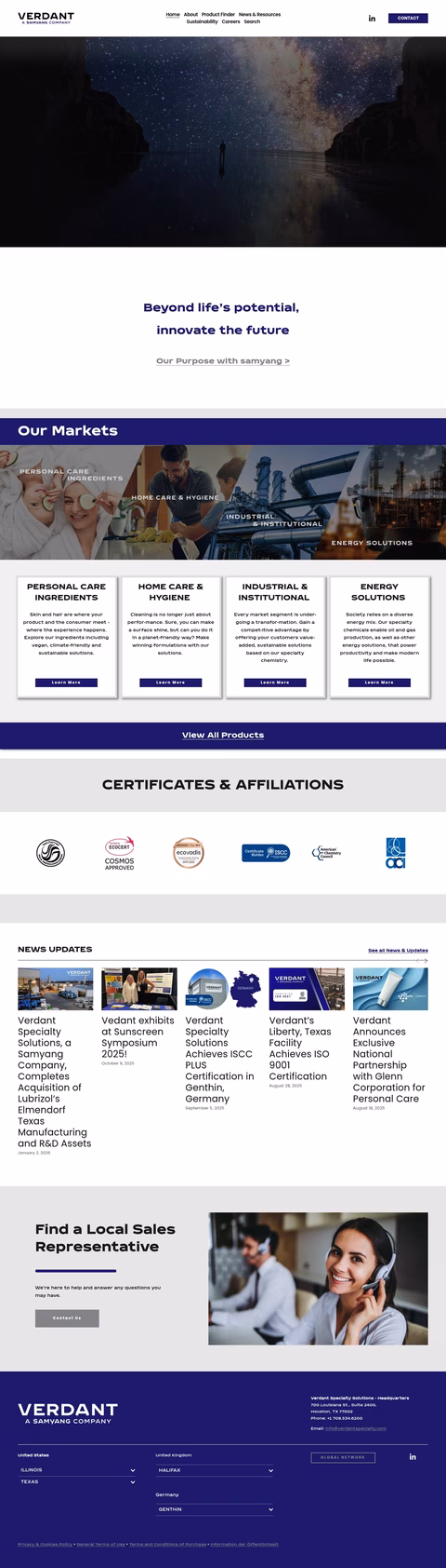 Verdant-Specialty-Solutions Homepage 1440px