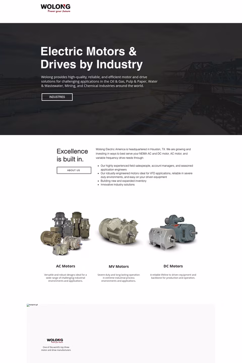 Wolong-Electric-America Homepage 1440px