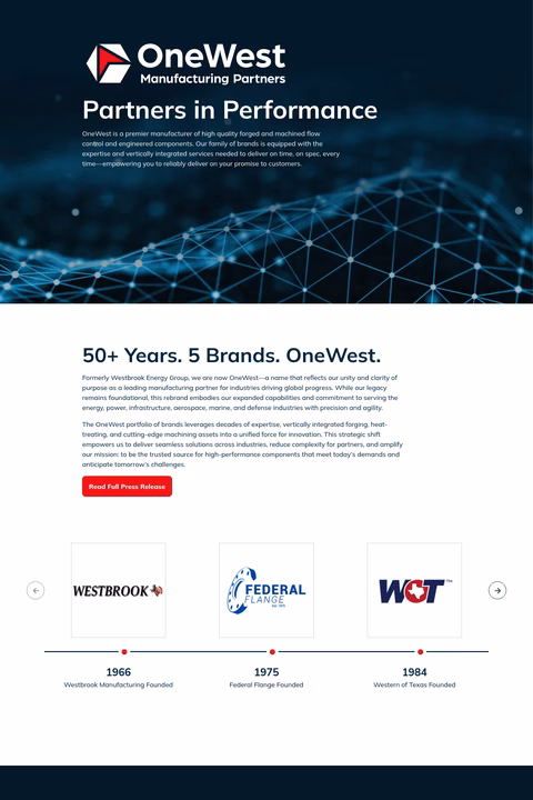 Onewest-Manufacturing-Partners Homepage 1440px