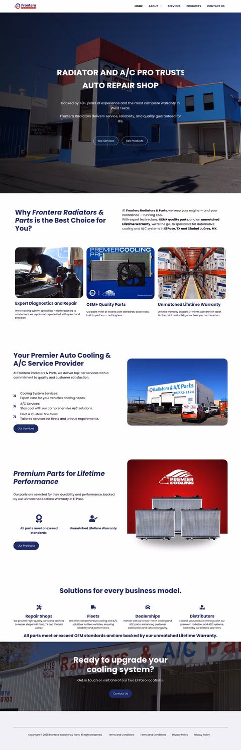 Frontera-Radiators Homepage 1440px