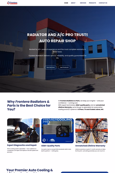 Frontera-Radiators Homepage 1440px
