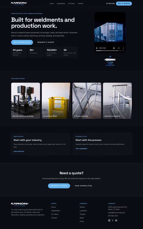 Kannon-Manufacturing Homepage 1440px