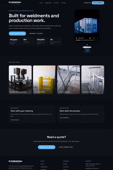 Kannon-Manufacturing Homepage 1440px