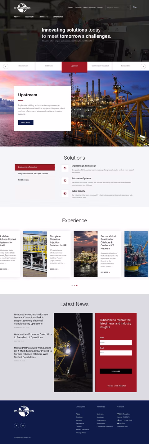 W-Industries Homepage 1440px