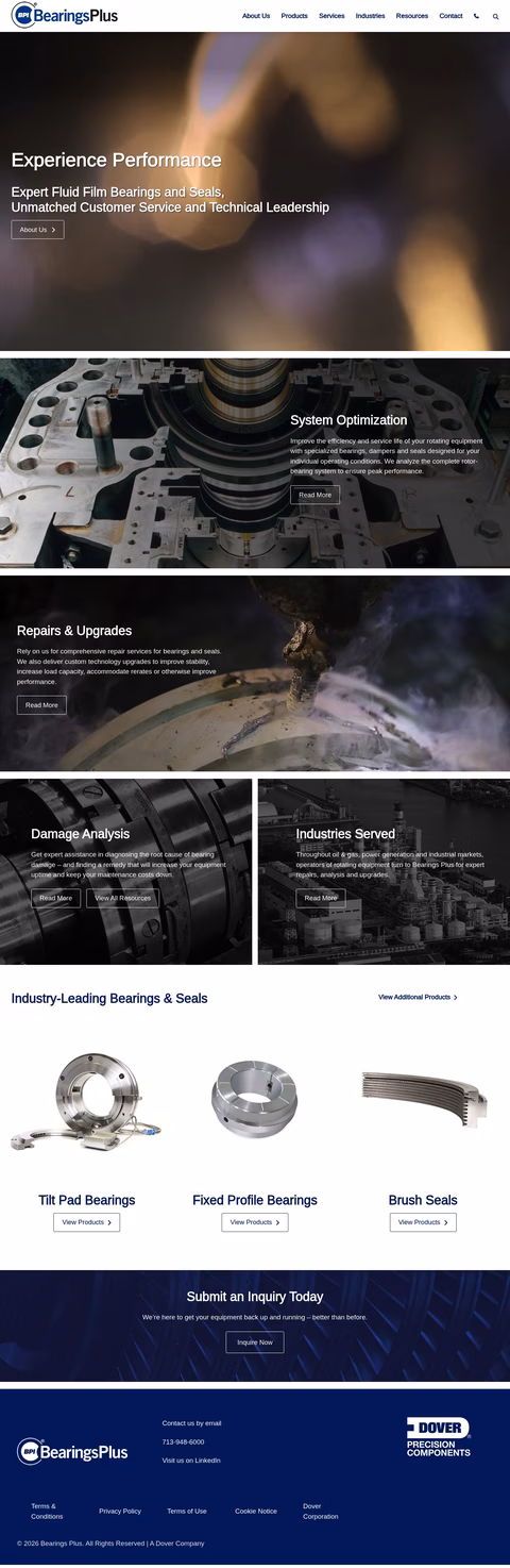 Bearings-Plus Homepage 1440px