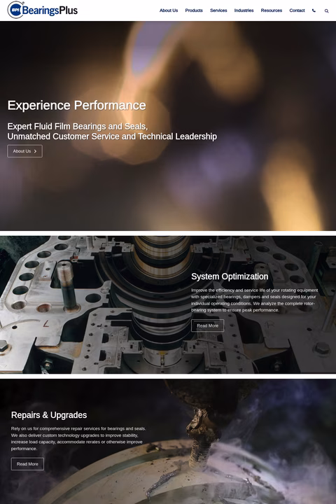 Bearings-Plus Homepage 1440px