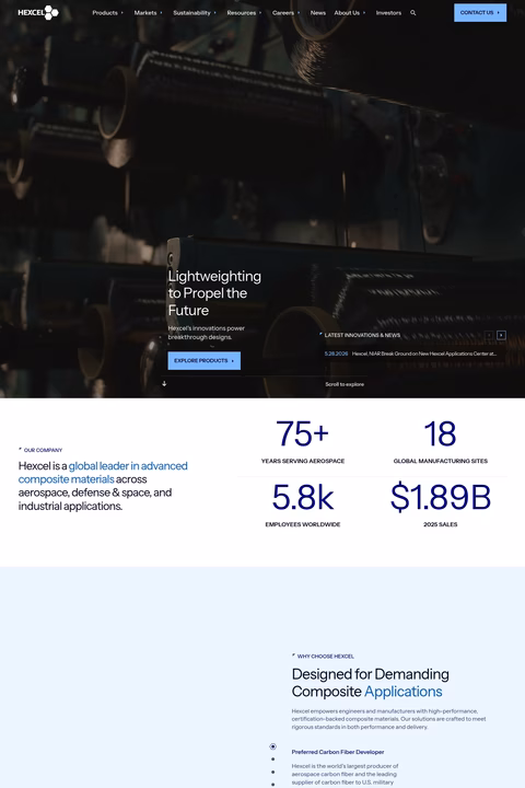 Hexcel-Corporation Homepage 1440px