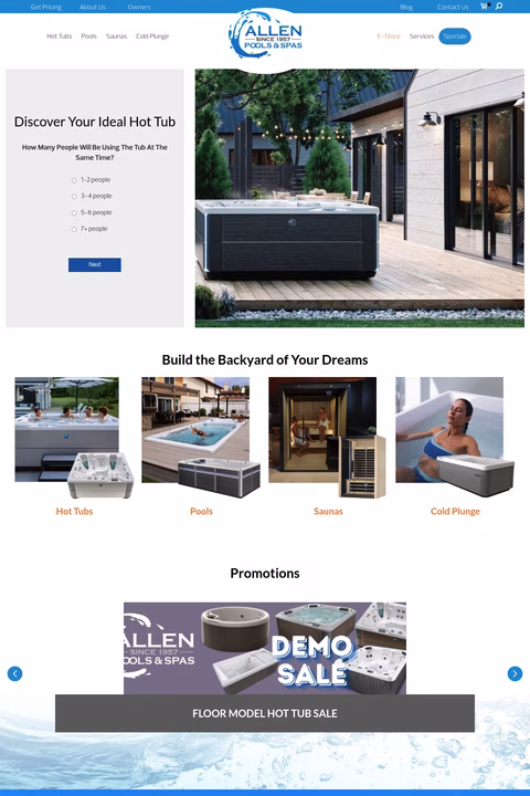 Allen-Pools-Spas Homepage 1440px
