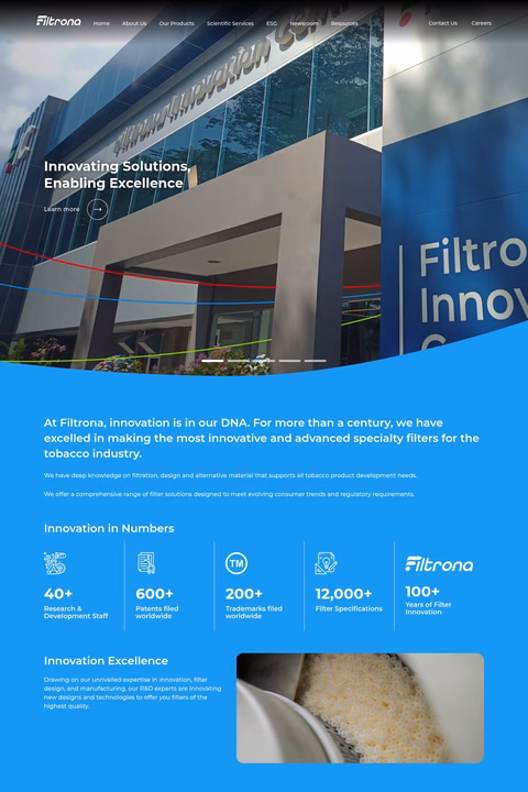 Filtrona Homepage 1440px