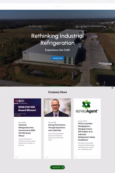 Industrial-Refrigeration-Pros Homepage 1440px