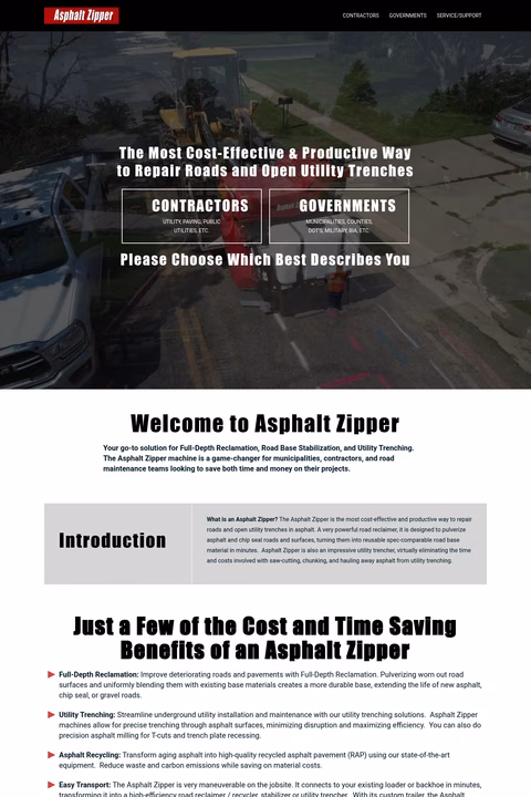 Asphalt-Zipper Homepage 1440px