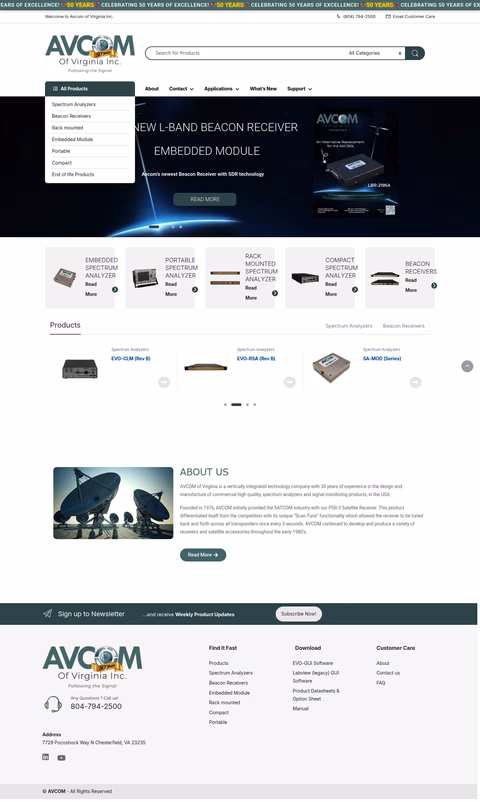 Avcom-Of-Virginia Homepage 1440px