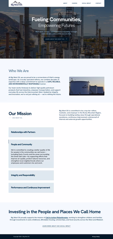 Big-West-Oil Homepage 1440px