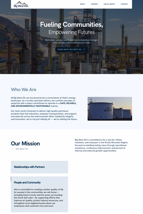 Big-West-Oil Homepage 1440px