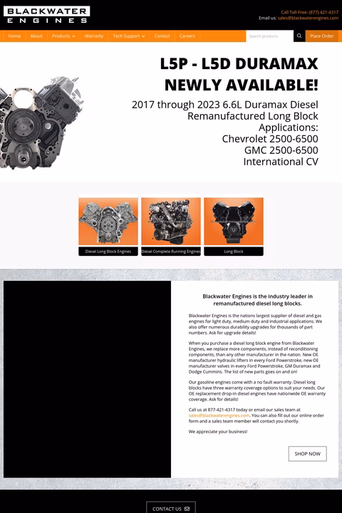 Blackwater-Engines Homepage 1440px