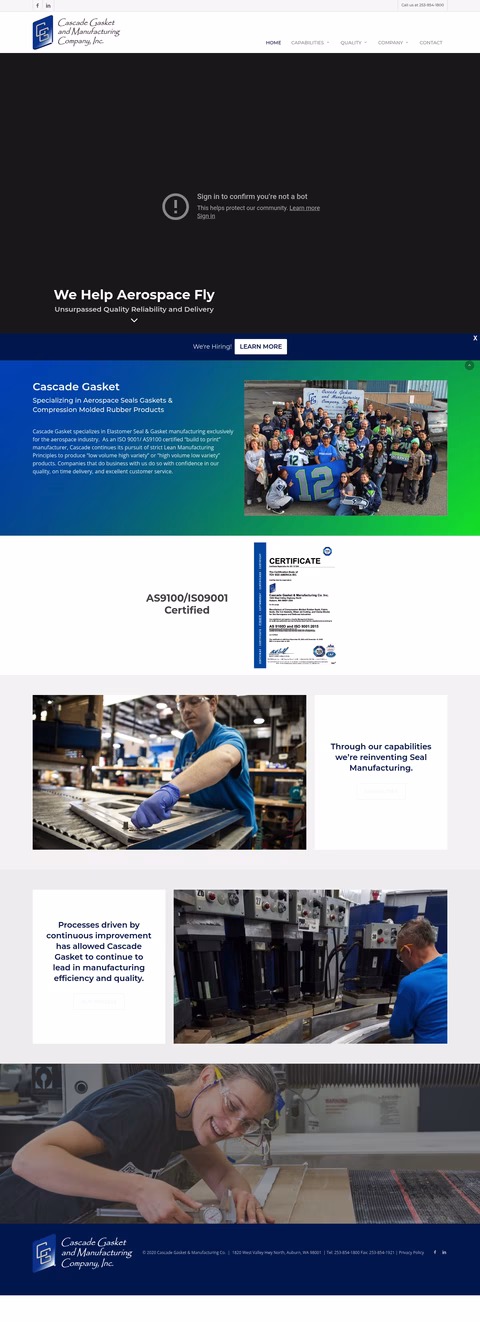 Cascade-Gasket-Manufacturing-Company Homepage 1440px