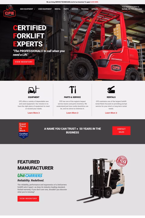 Cfe-Equipment Homepage 1440px