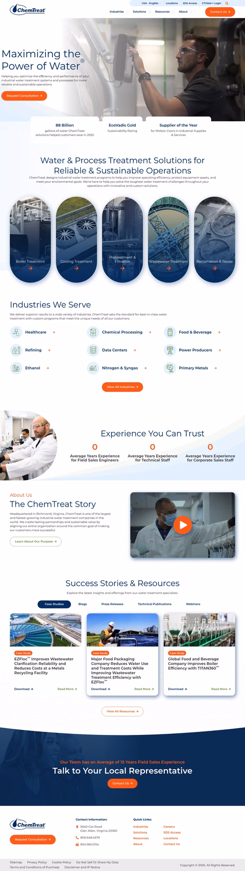 Chemtreat Homepage 1440px