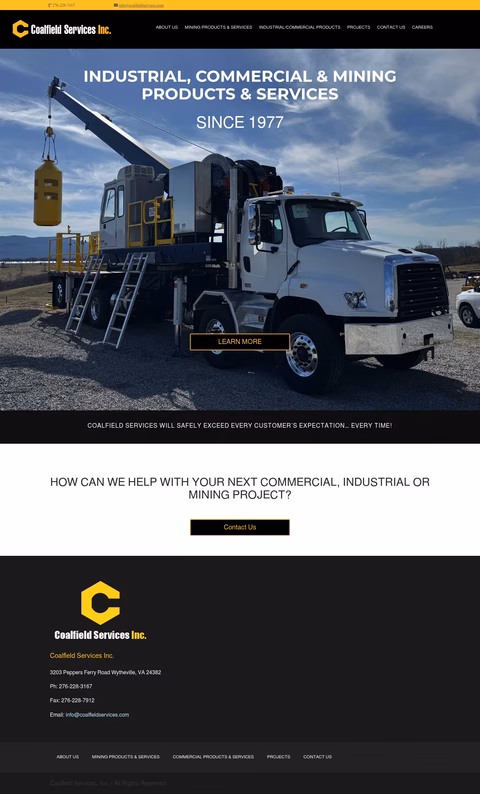 Coalfield-Services Homepage 1440px
