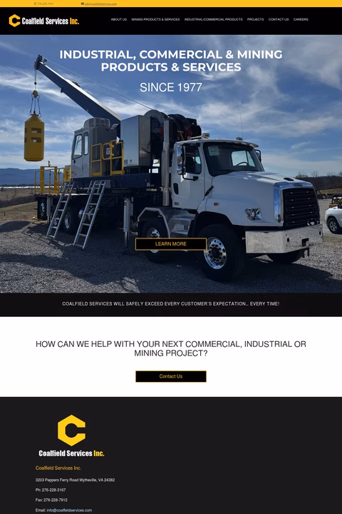 Coalfield-Services Homepage 1440px