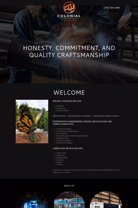 Colonial-Welding Homepage 1440px