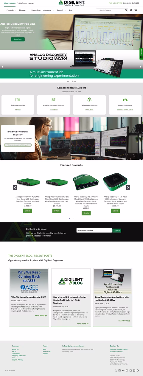 Digilent Homepage 1440px