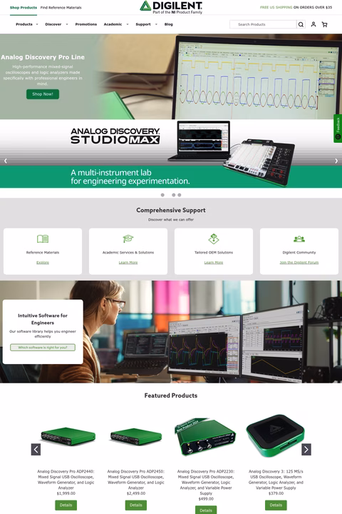 Digilent Homepage 1440px