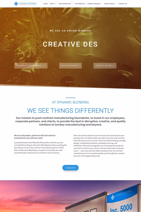 Dynamic-Blending-Specialists Homepage 1440px