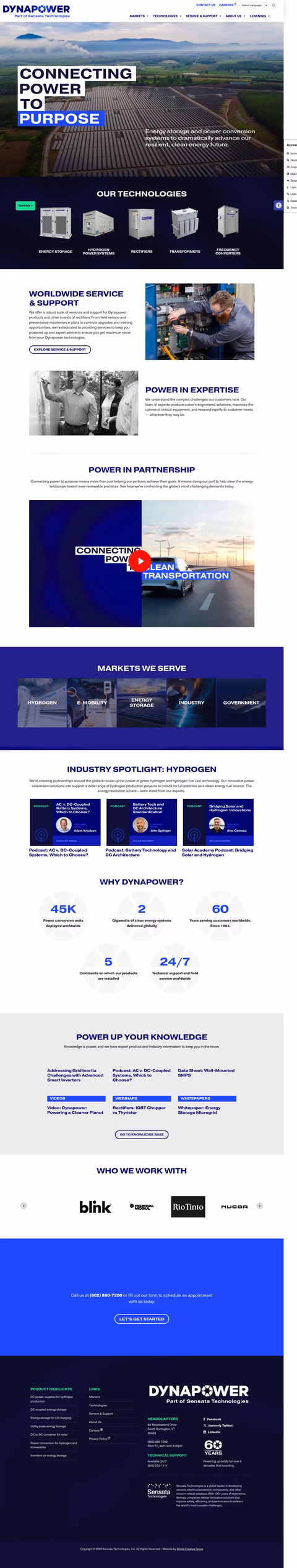 Dynapower Homepage 1440px