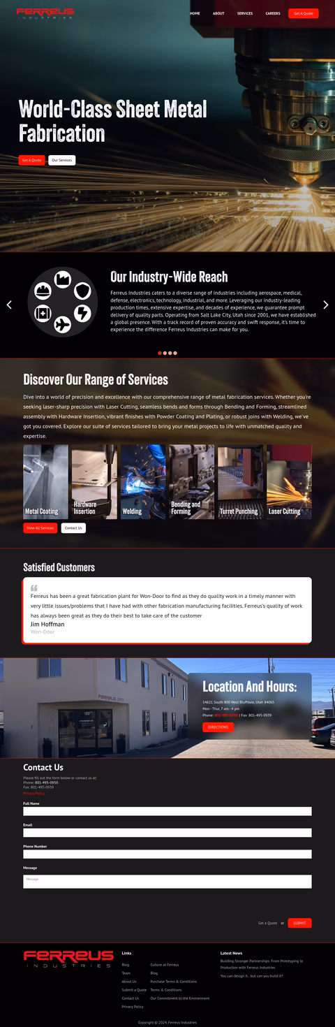 Ferreus-Industries Homepage 1440px