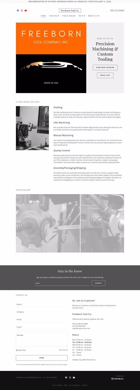 Freeborn-Tool-Company Homepage 1440px