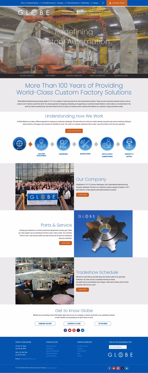 Globe-Machine-Manufacturing-Company Homepage 1440px