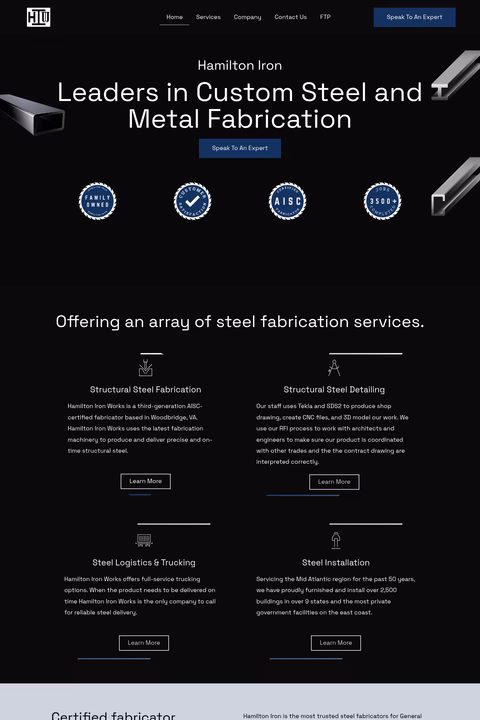 Hamilton-Iron-Works Homepage 1440px