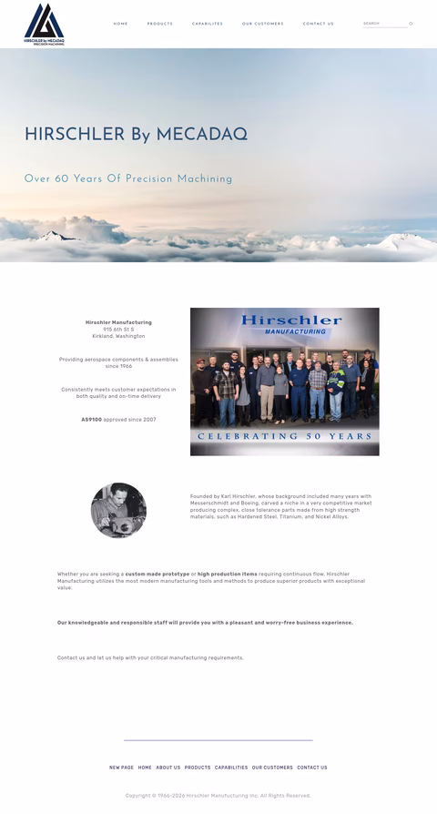 Hirschler-Manufacturing Homepage 1440px