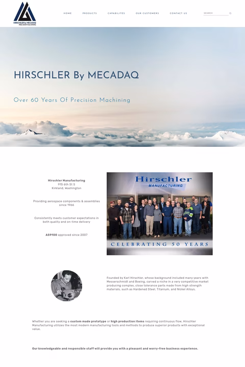 Hirschler-Manufacturing Homepage 1440px