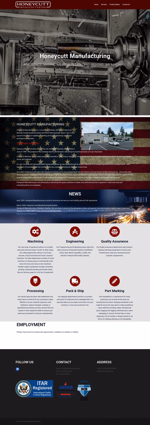 Honeycutt-Manufacturing Homepage 1440px