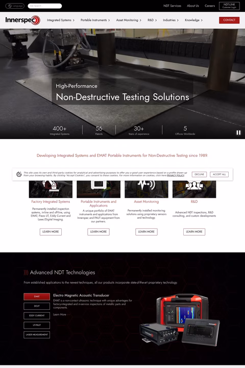 Innerspec-Technologies Homepage 1440px