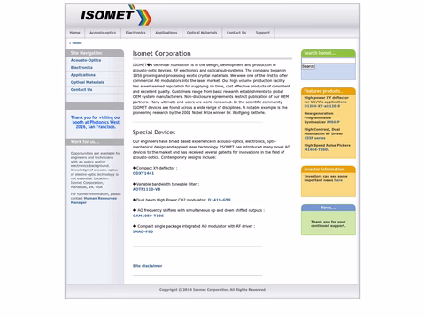 Isomet-Corporation Homepage 1440px