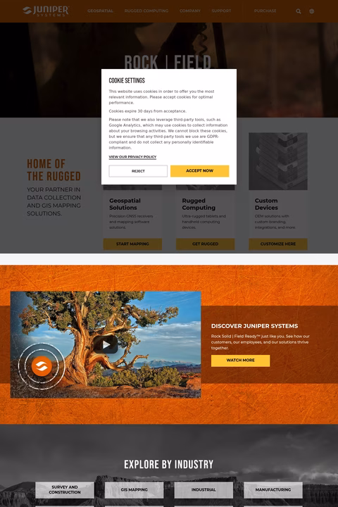 Juniper-Systems Homepage 1440px