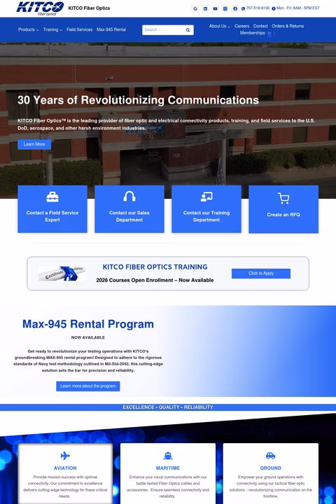 Kitco-Fiber-Optics Homepage 1440px