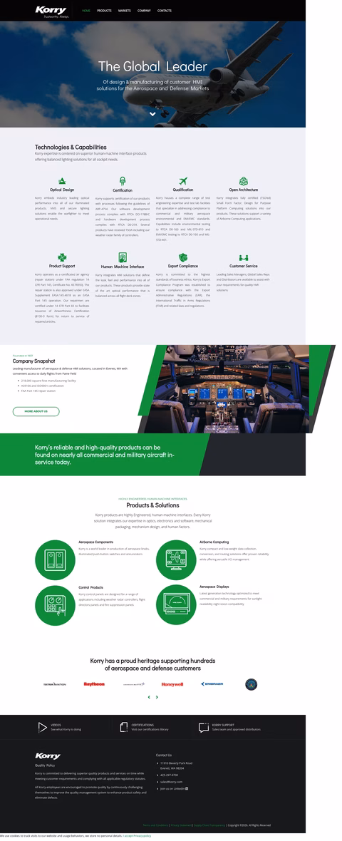 Korry-Electronics Homepage 1440px