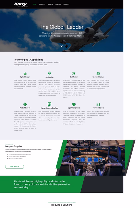 Korry-Electronics Homepage 1440px