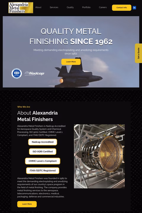 Alexandria-Metal-Finishers Homepage 1440px