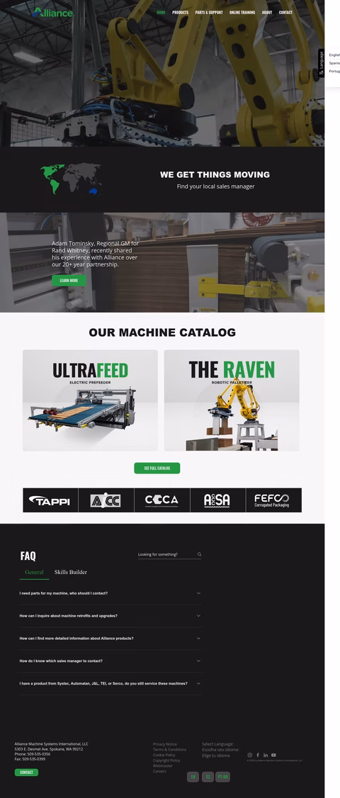 Alliance-Machine-Systems-International Homepage 1440px