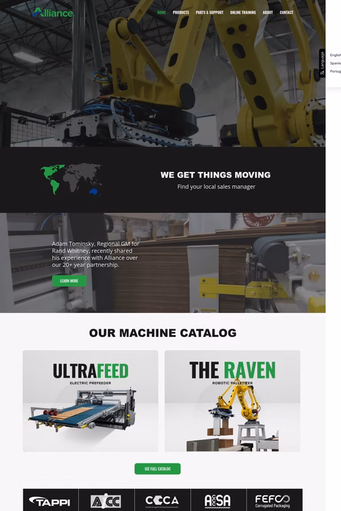 Alliance-Machine-Systems-International Homepage 1440px