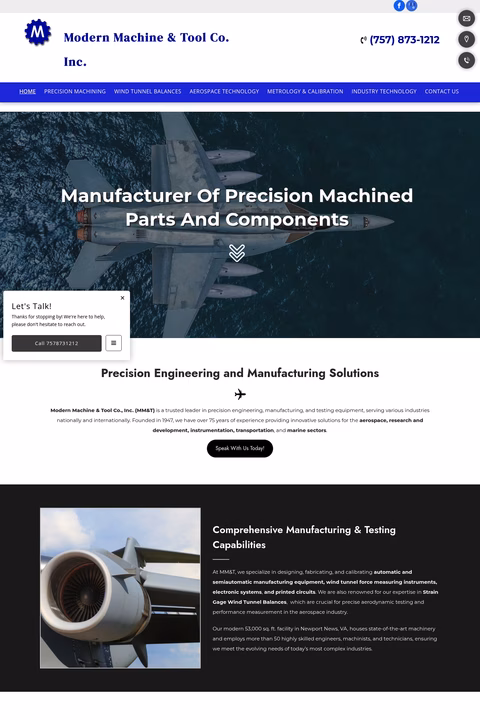 Modern-Machine-Tool-Company Homepage 1440px